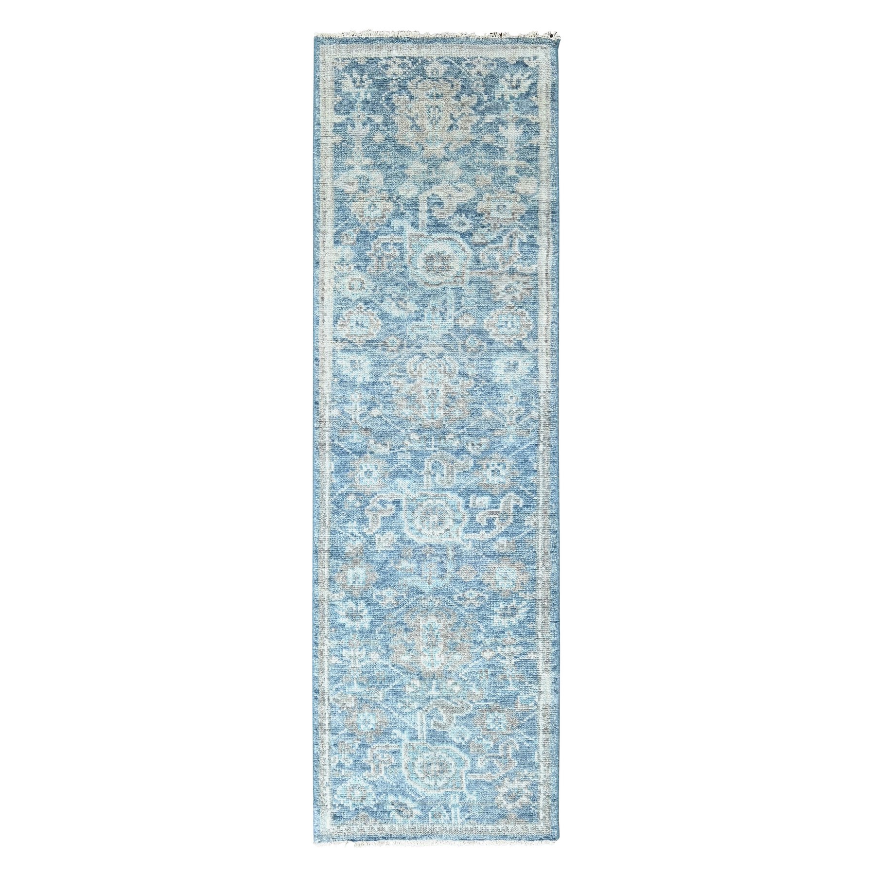 Imperial Blue, Supple Collection, Oushak Design, Tone On Tone, Hand Knotted, Soft Vibrant Wool, Plush and Lush, Runner, Oriental Rug